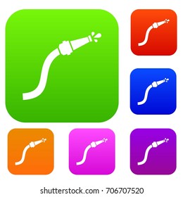Fire hose with water drops set icon in different colors isolated vector illustration. Premium collection
