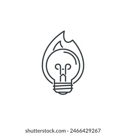 Fire, hot, bonfire, bulb, idea, light, creative icon, vector illustration