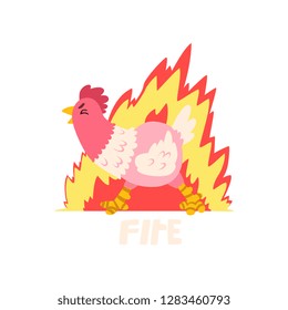 Fire hot chicken, creative logo design template vector Illustration