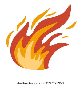 Fire. Hot flame symbol. Burning, blazing fire icon. Heat danger and caution sign. Abstract simple campfire pictogram. Flammable warning. Vector illustrations isolated on the white background.