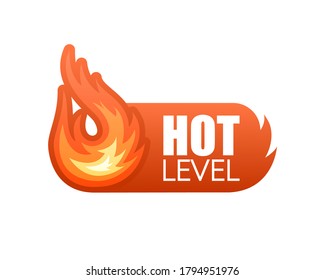 Fire hot level. Vector design element. Red banner vector. Special offer badge. Modern promotion template. Summer sale banner template. Vector illustration.