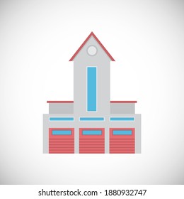 Fire house colored icon on white background for banners and advertising 