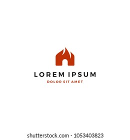 Fire and House Logo Design Template