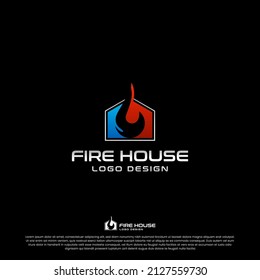 FIRE HOUSE LOGO DESIGN VECTOR