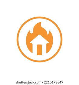 Fire House Logo Design Vector, Burning House Icon