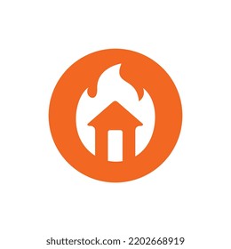 Fire House Logo Template, Burning House Icon Design - Vector