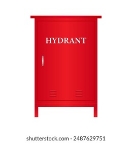 Fire Hydrant Box. Red Fire Hydrant. Vector Illustration Isolated on White Background. 