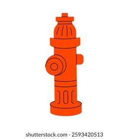 Fire hydrant. Cartoon firefighter emergency equipment for water supply, red fireman department equipment for burn rescue minimal flat style. Vector isolated illustration