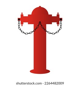 Fire hydrant with chain, vector illustration