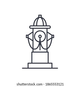 Fire hydrant concept icon, linear isolated illustration, thin line vector, web design sign, outline concept symbol with editable stroke on white background.