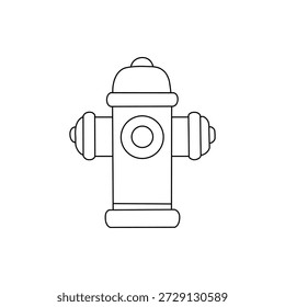 Hidrante retratado na arte da linha preta e branca, ícone minimalista conciso limpo adequado para sinalização de segurança e utilitários urbanos.