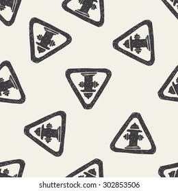 Fire hydrant doodle seamless pattern background