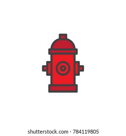 Fire hydrant filled outline icon, line vector sign, linear colorful pictogram isolated on white. Hydrant firefighter extinguish symbol, logo illustration. Pixel perfect vector graphics