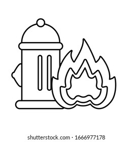 hidrógeno de fuego con llama de fuego en el diseño de la ilustración del vector de fondo blanco