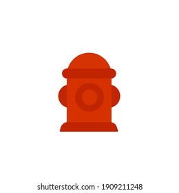 Fire hydrant. Flat cartoon illustration. Red icon of fire fighting tool.