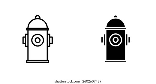 Fire hydrant flat Icons in line outline and flat solid style on white background