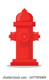 Fire hydrant flat vector illustration. Red city active fire protection, water supply system design element. Firemen tool, professional equipment isolated clipart on white background