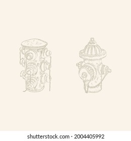 fire hydrant hand drawing illustration