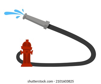 Agujero de fuego y manguera. Equipo de bomberos con dibujos animados.