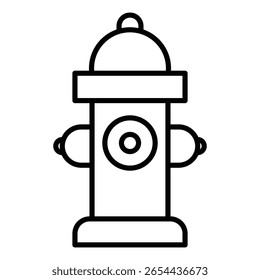 Fire hydrant icon Black and white outline flat sign vector