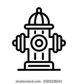 Fire hydrant icon with bold black outline. Editable stroke.