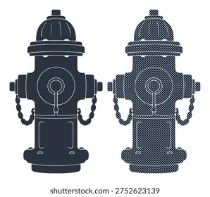 Fire hydrant icon with chains. Public safety, emergency, water supply equipment.