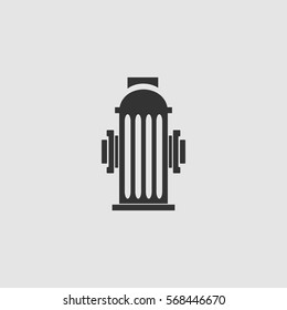 Fire hydrant icon flat. Black pictogram on grey background. Vector illustration symbol