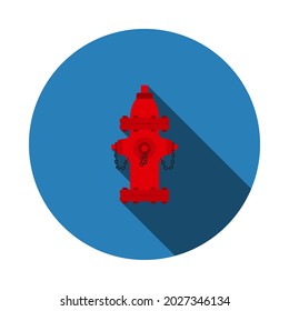 Fire Hydrant Icon. Flat Circle Stencil Design With Long Shadow. Vector Illustration.
