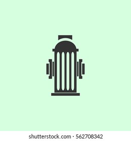 Fire hydrant icon flat. Grey vector symbol on green background