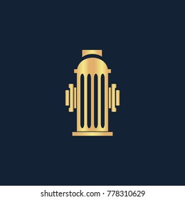 Fire hydrant icon flat. Simple gold pictogram on dark background. Vector illustration symbol