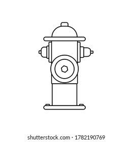 Fire hydrant icon, isolated on white background. Used by firefighters for extinguishing flames. Metal water pipe with nozzles for hose. Vector stock illustration.