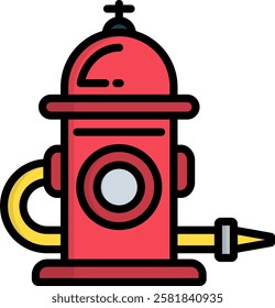 Fire Hydrant Icon Lineal Color Vector Illustration