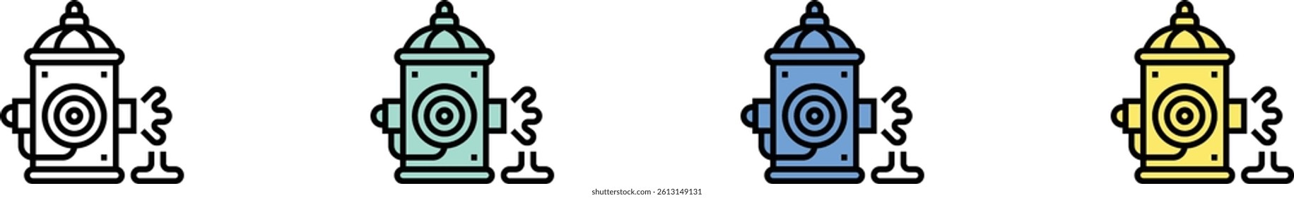 fire hydrant icon. Outline, Green, Blue and Yellow Style Design Isolated On White Background