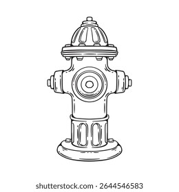 Fire hydrant icon in outline style isolated on white background. Fire protection symbol stock vector illustration.
