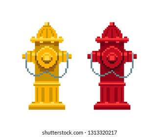 Fire Hydrant Icon. Pixel Art 
