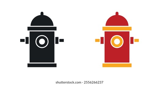 Fire hydrant icon set in black and colored versions.