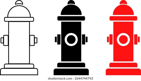 fire hydrant icon set. Firefighting icons. rescue and protection symbols. Emergency water access sign
