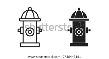 Fire hydrant icon set in flat and line style vectors