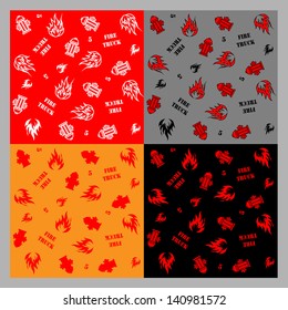 Fire hydrant and fire icon silhouettes - seamless pattern, vector illustration
