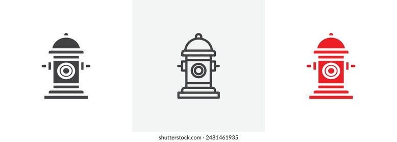Fire hydrant icon symbol collection on white background.