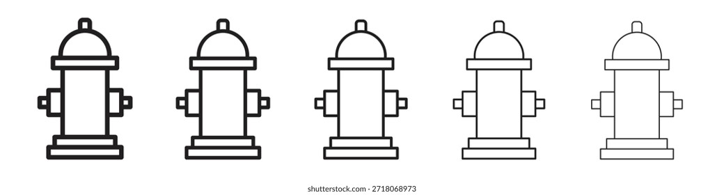 Fire hydrant icon symbol in thin line, Black outline and stroke style