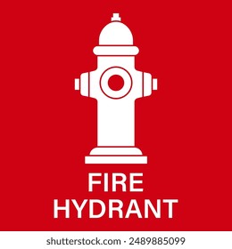 Fire Hydrant Icon Symbol. Vector Illustration Isolated on Red Background.