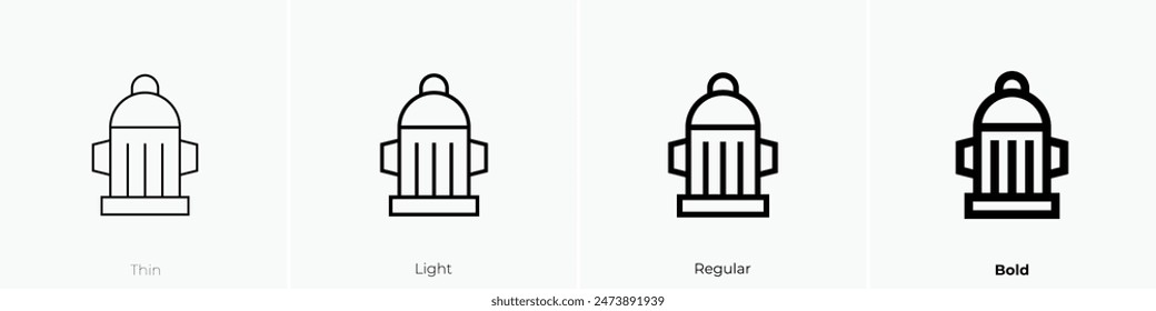 fire hydrant icon. Thin, Light Regular And Bold style design isolated on white background