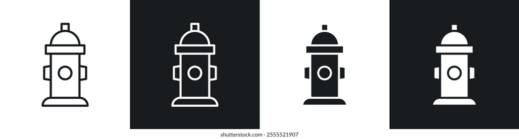 Fire hydrant icon vector collection in black and white.