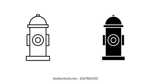 Fire hydrant icons collection in Filled flat and thin line style.