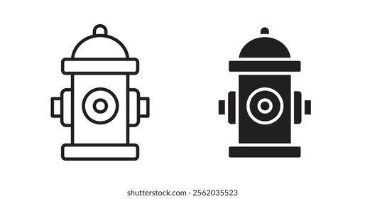 Fire hydrant icons in flat and line style set.