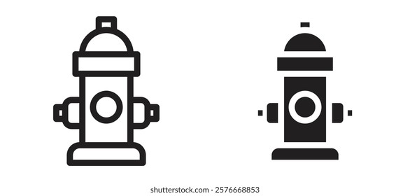 Fire hydrant icons in outline and stroke versions