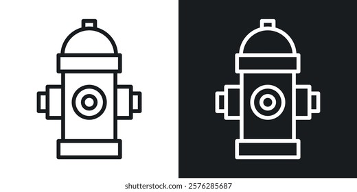 Fire hydrant icons in thin black and white stroke liner style