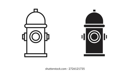 Símbolo de Vector de iconos de hidrante de fuego con trazo editable y versiones planas