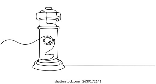 Fire hydrant isolated on white background. One line continuous fire hydrant. Line art outline vector illustration, Single continuous line drawing jets of water that came out of the hydrant.